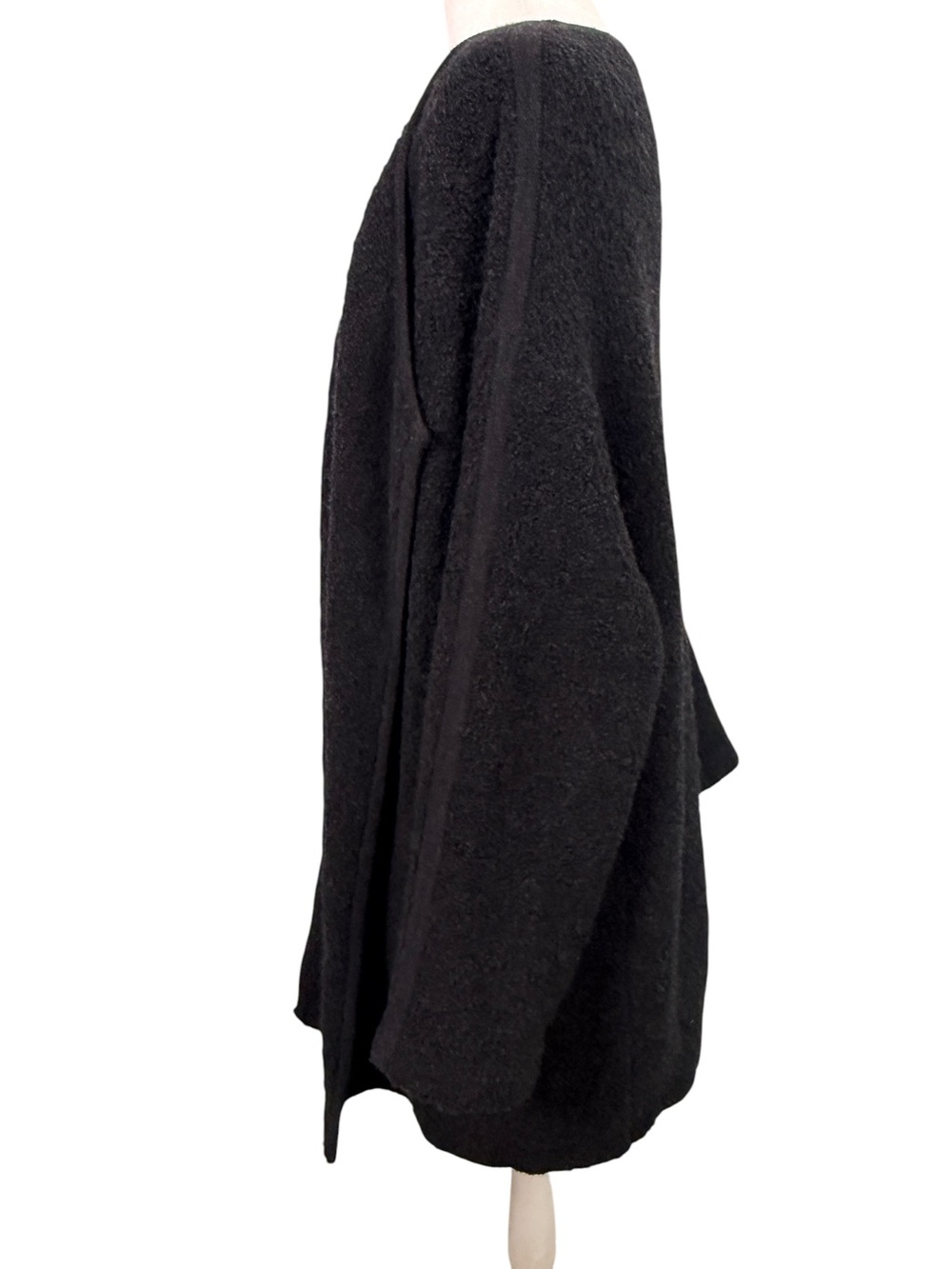 Tarnish Black Wool Blend Long Open Front Cardigan Sweater Pockets One Size - Picture 7 of 12